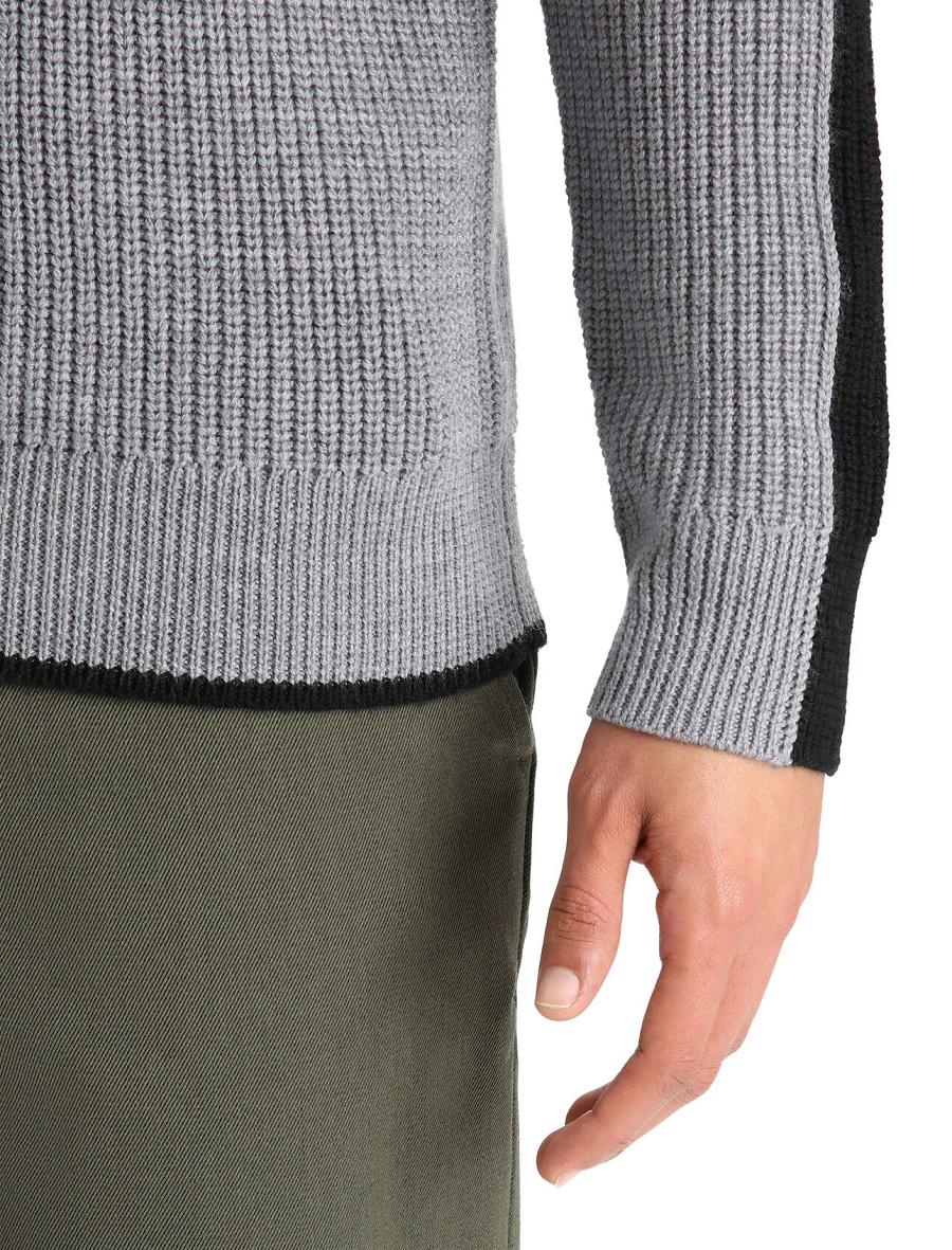 Gritstone Heather / Black Icebreaker Merino Lodge Long Sleeve Half Zip Men's Sweaters | AU 1212MQZA